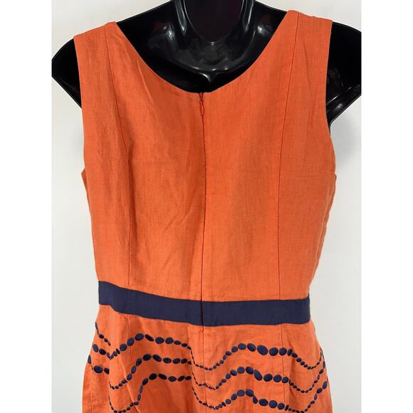 Boden 100% Linen Tank Dress Orange Size 6L Summer Preppy - Picture 10 of 10